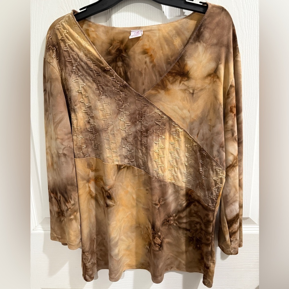 VTG Bobbie Brooks Brown Tie-Dye Sequin Blouse fairycore